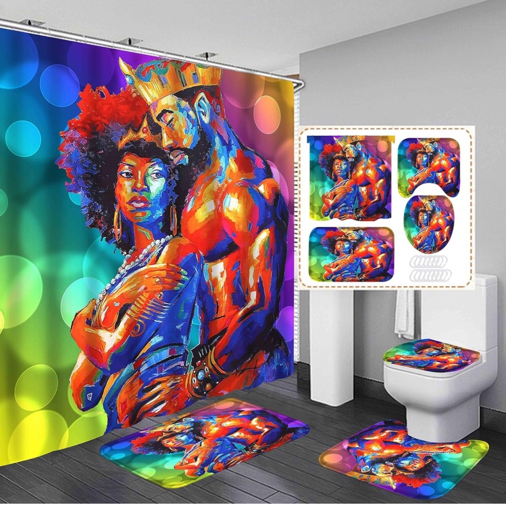 African American 4Pcs Colorful Bathroom Decor Sets